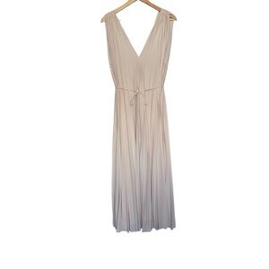 H&M Pleated A-Line dress (cream color) Medium with removal tie at waist